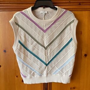 LOFT Multicolor Chevron Knit Sweater Vest